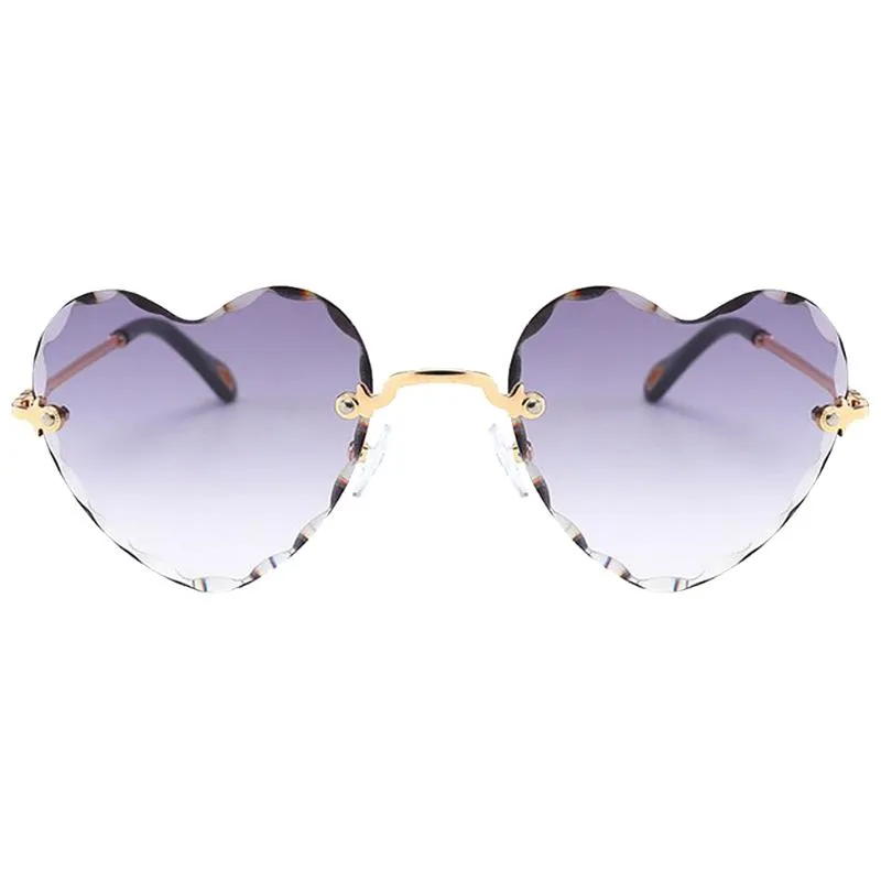 Montures de lunettes de soleil à la mode Lunettes à verres teintés classiques sans monture en forme de coeur