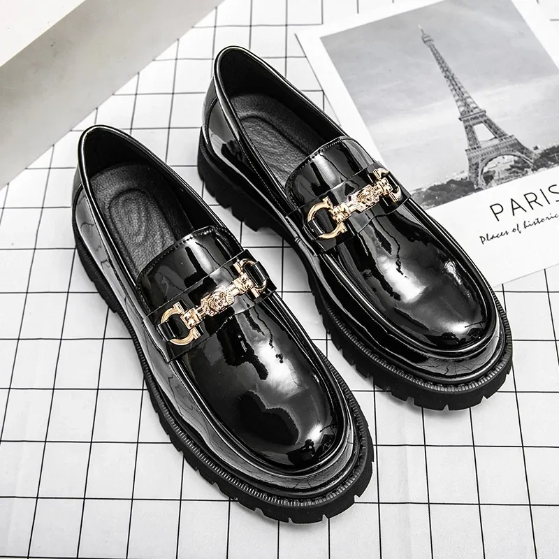 Black Formal Shoes for Men Mens Loafers Moccasins Male Real Piergitar Skin