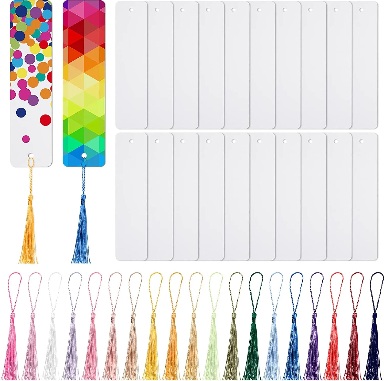 Sublimação Em branco Bookmark Metal Bookmarks com buraco e borlas para decorar DIY CRA