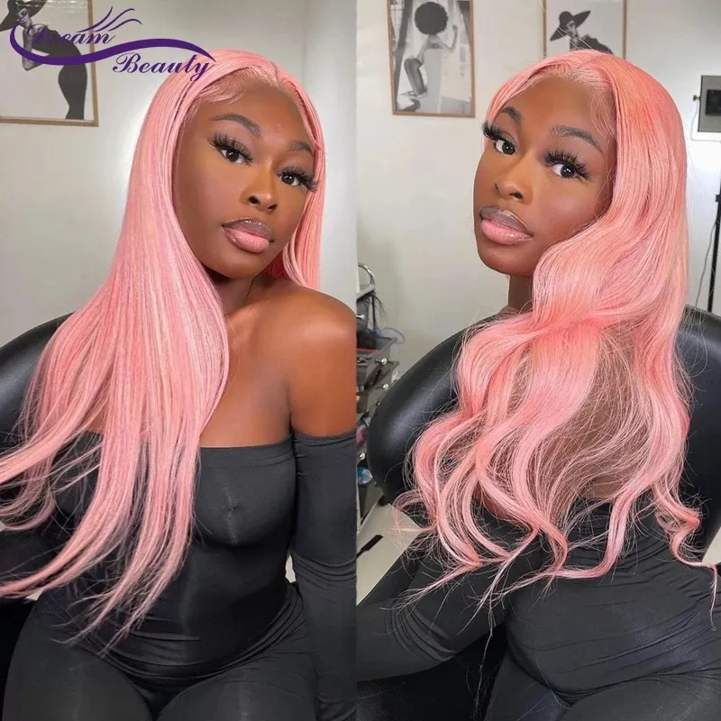 Orange/Grey/Blue/Green/Pink Long Straight None Lace Front Wig Human Hair Pre Plucked Synthetic Wigs For Black Women Cosplay