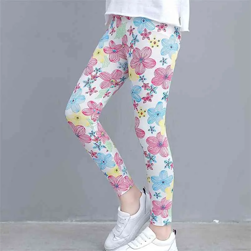 Lente en herfst Casual Flower Allover Leggings voor Kid Girl Floral 210528