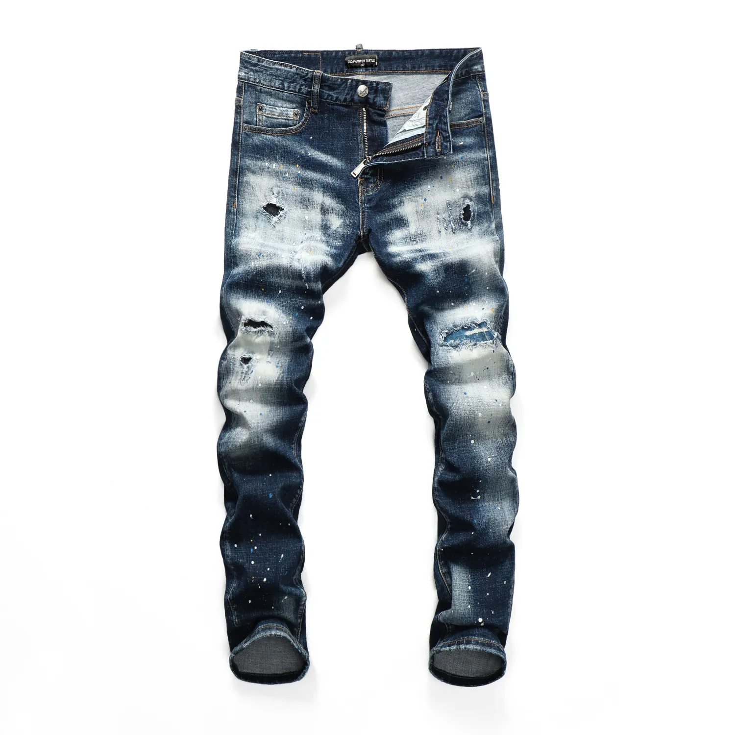 DSQ Phantom Turtle Men's Jeans Mens Italiaanse designer jeans skinny gescheurde coole kerel causaal gat denim modemerk fit jeans gewassen broek 65217