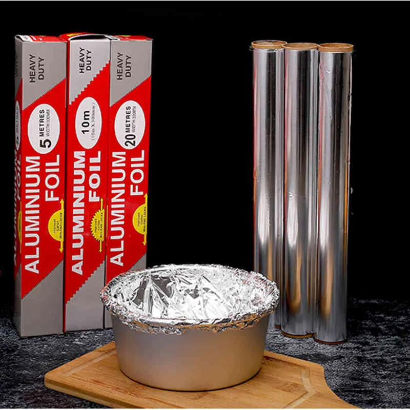 Tin Foils Rolls Aluminum Foil Roll BBQ Baking Tools 32 Square Feet 30*1000cm/12*394inch 15 Micron Thick Grilling Roasting Cooking Freezing Wrappomg Storing JY571