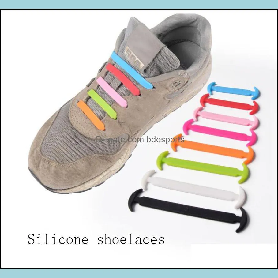 multiple colour tie-free soft silicone shoelaces 8 sets stretch silicones lazy adult and children Suitable for all kinds of shoes 02