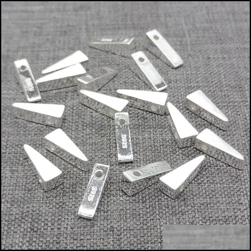 Other 4pcs Of 925 Sterling Silver Plain Triangle Spike Beads For Bracelet Necklace