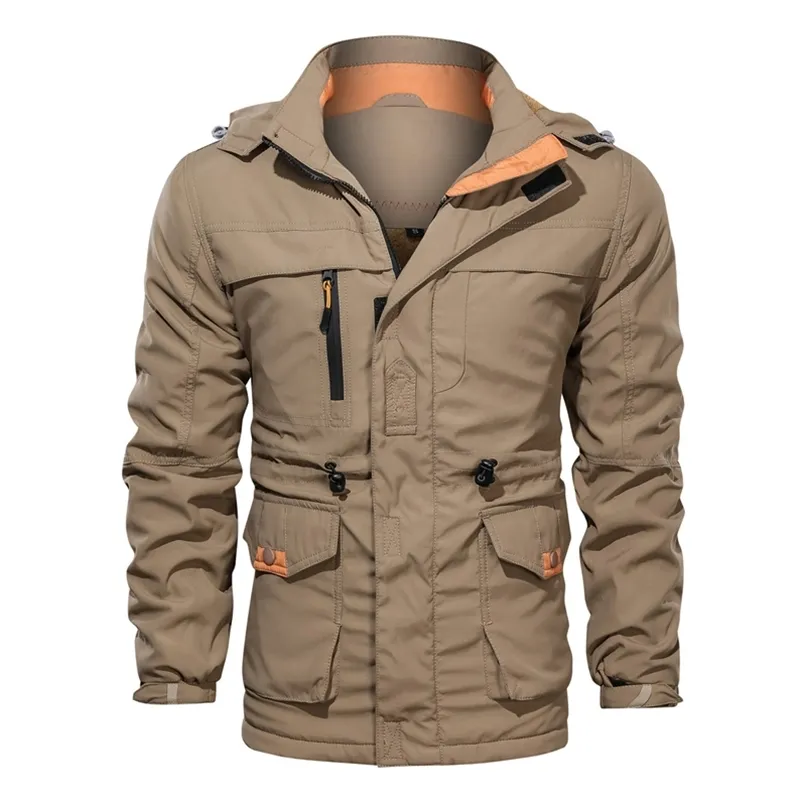 Heren dikke jas winter herfst mode hooded tooling jas outdoor jas mannelijke merkkleding EU maat 211105