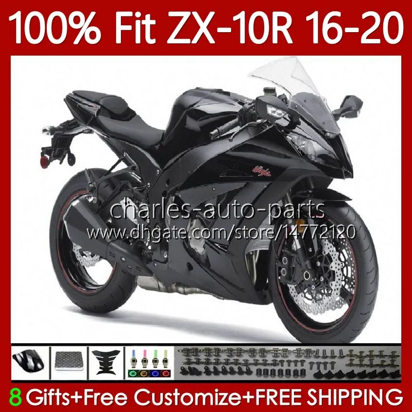 Einspritzverkleidungen für KAWASAKI NINJA ZX 10 R 1000 CC ZX1000 C 16-20 105No.44 ZX Gloss Black 10R 1000CC ZX-10R ZX10R 16 17 18 19 20 ZX-1000 2016 2017 2018 2019 2020 OEM-Karosserie