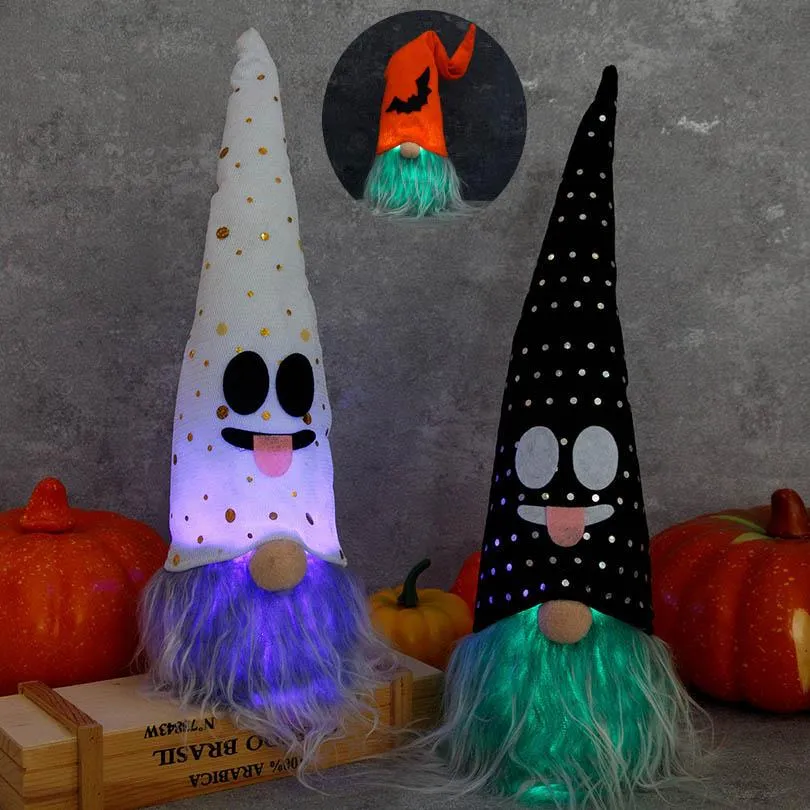 120 pièces Led brillant Rudolph nain fantôme sans visage poupée Halloween décoration ornements 3 Style gratuit DHL SHip HH21-455