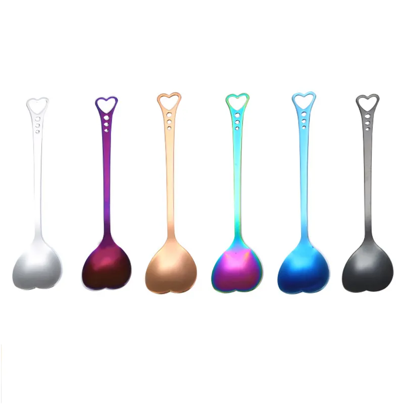 Stainless Steel Mixing Spoon Heart Design Scoop Coffee Spoon Dessert Sugar Stirring Spoons Teaspoon Christmas Wedding Gifts Tableware Decoration HY0340