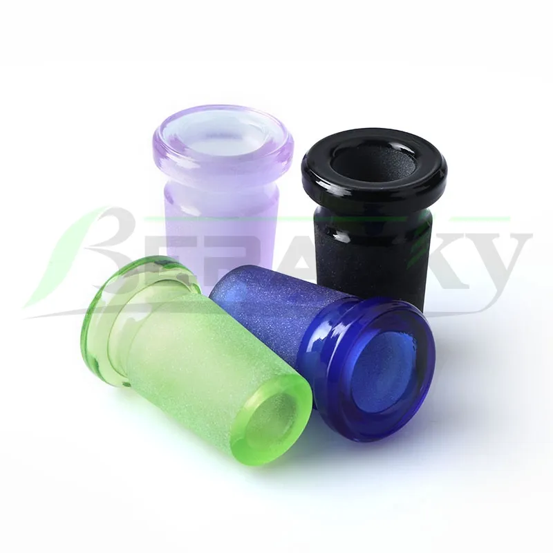 DHL !!! Beracky Colored Mini Glass Convert Adapter Rökning Tillbehör Grön Lila Svart Blå 10mm Kvinna till 14mm Man Adaptrar för Quartz Banger Nails Bongs DAB Rigs