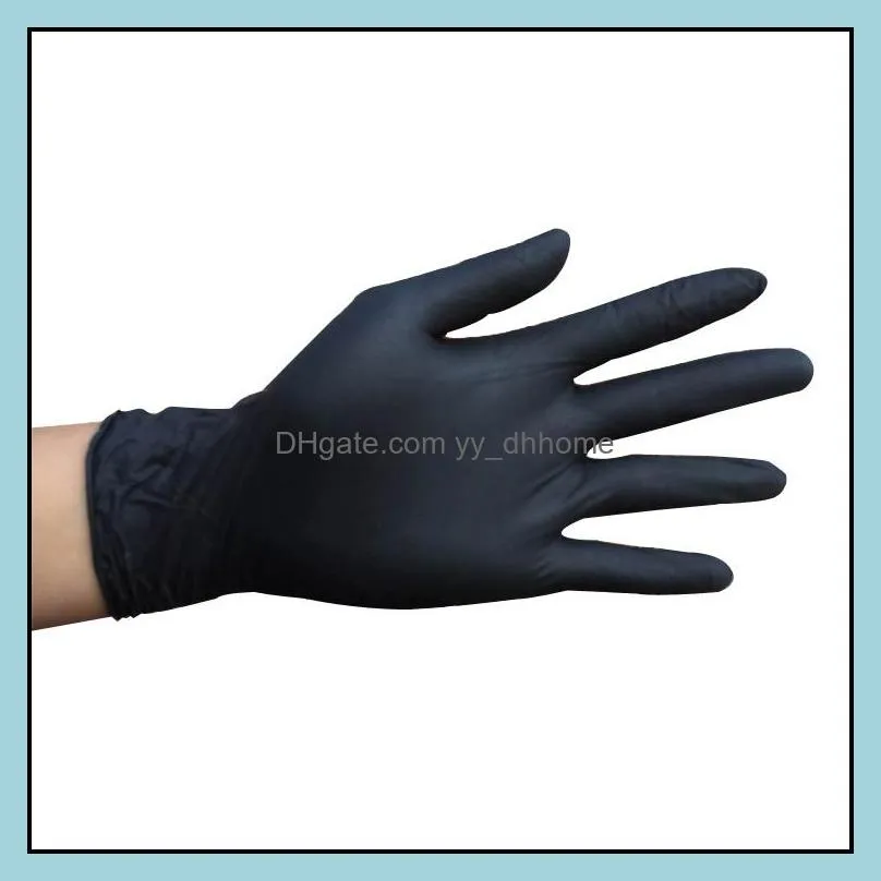 Thickened A-class disposable black NBR latex rubber tattoo gloves anti oil and anti slip repair gloves