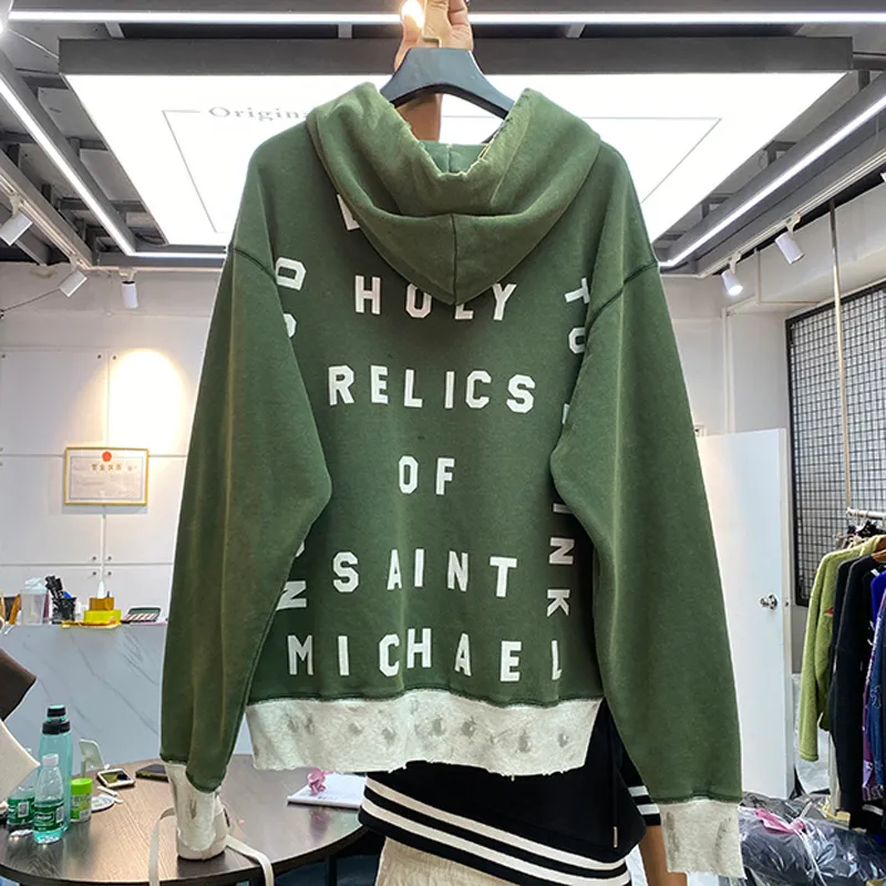 Men Vintage Colorblock Ripped Hoodies Sweatshirt From Xichat