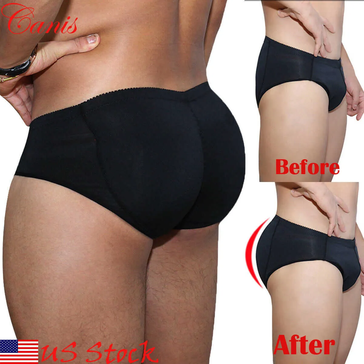 Hommes rembourrés fesses slips Booster rehausseur ventre plat sous-vêtements Shapewear P0812