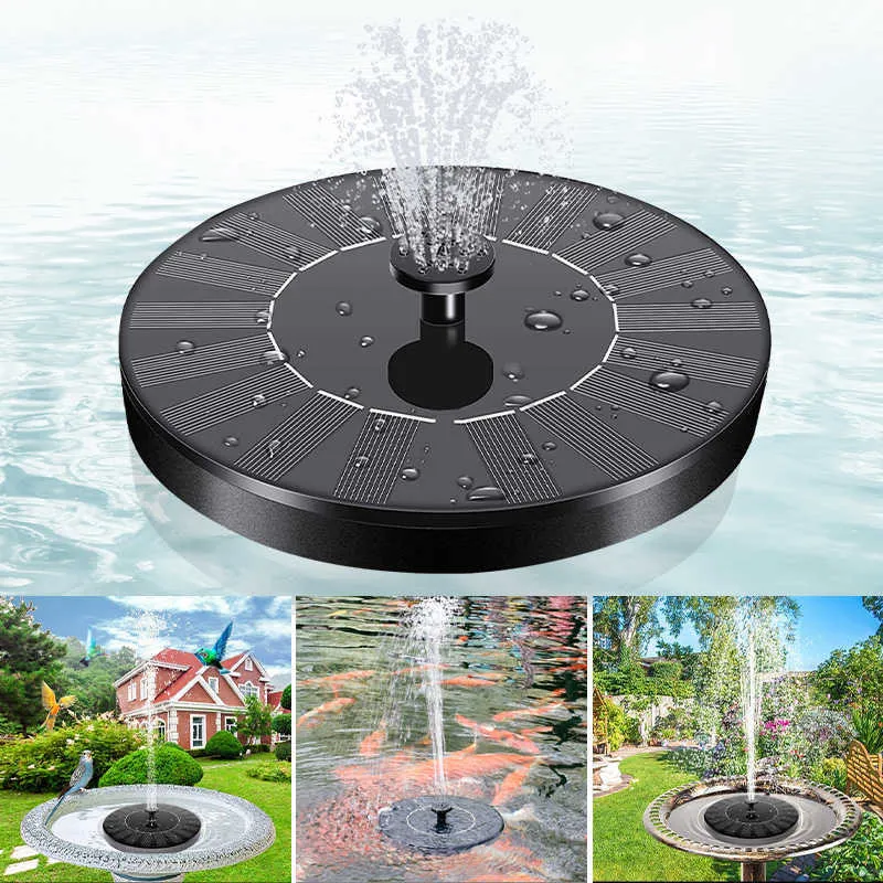 Mini fontana solare galleggiante Giardino Piscina con acqua Stagno Decorazione per la casa Bagno per uccelli all'aperto Cascata alimentata 210713