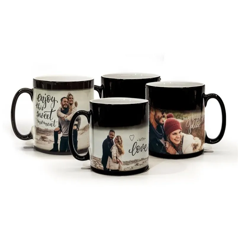 Tasse magique Po personnalisée, changement de couleur avec température, noir, cadeau personnalisé Unique, RR2079 220311