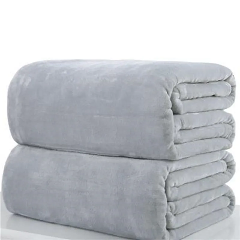 Warm Flannel Fleece Blankets Soft Solid Bedspread Plush Winter Summer Towel Quilt Throw Blanket for Bed Sofa