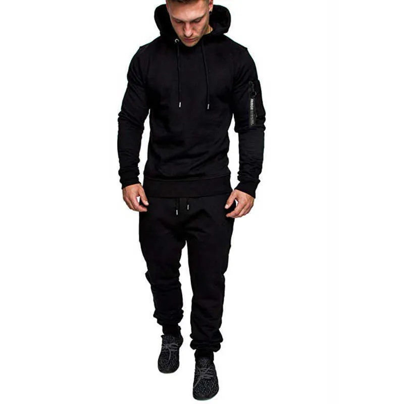 2 pièces Survêtement Hommes Militaire Sweat À Capuche Ensembles Camouflage Muscle Homme Automne Hiver Tactique Sweat Top et Veste Pantalon Y0831