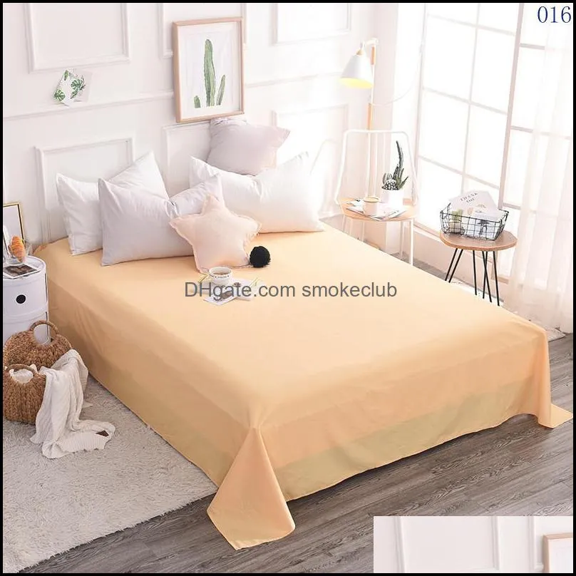 Sheets & Sets Home El Bedroom Single Double Bed Solid Color 1Pc Cotton Flat Sheet Bedding Linens Twin Full Queen King Size