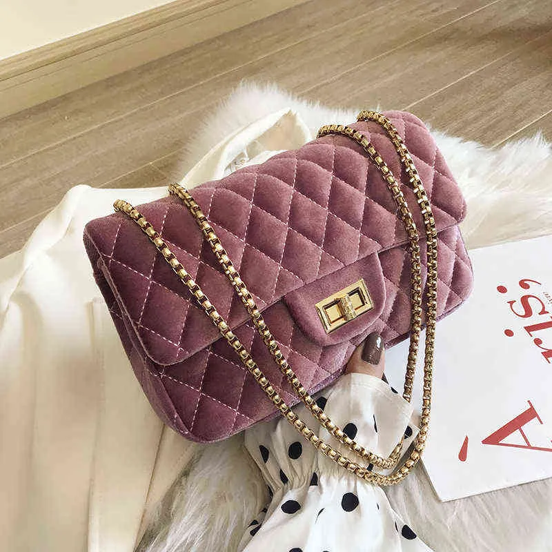 Shopping Bags Vintage Small Flannel Crossbody for Women 2020 Chain Shoulder Women's Handbags Branded Ladies Hand Bag 6408 220304