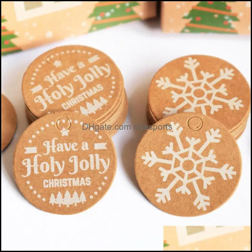 Christmas Decorations 50Pcs Kraft Paper Tag Card With Rope Gift Box Labels Party Supplies Navidad Xmas Year