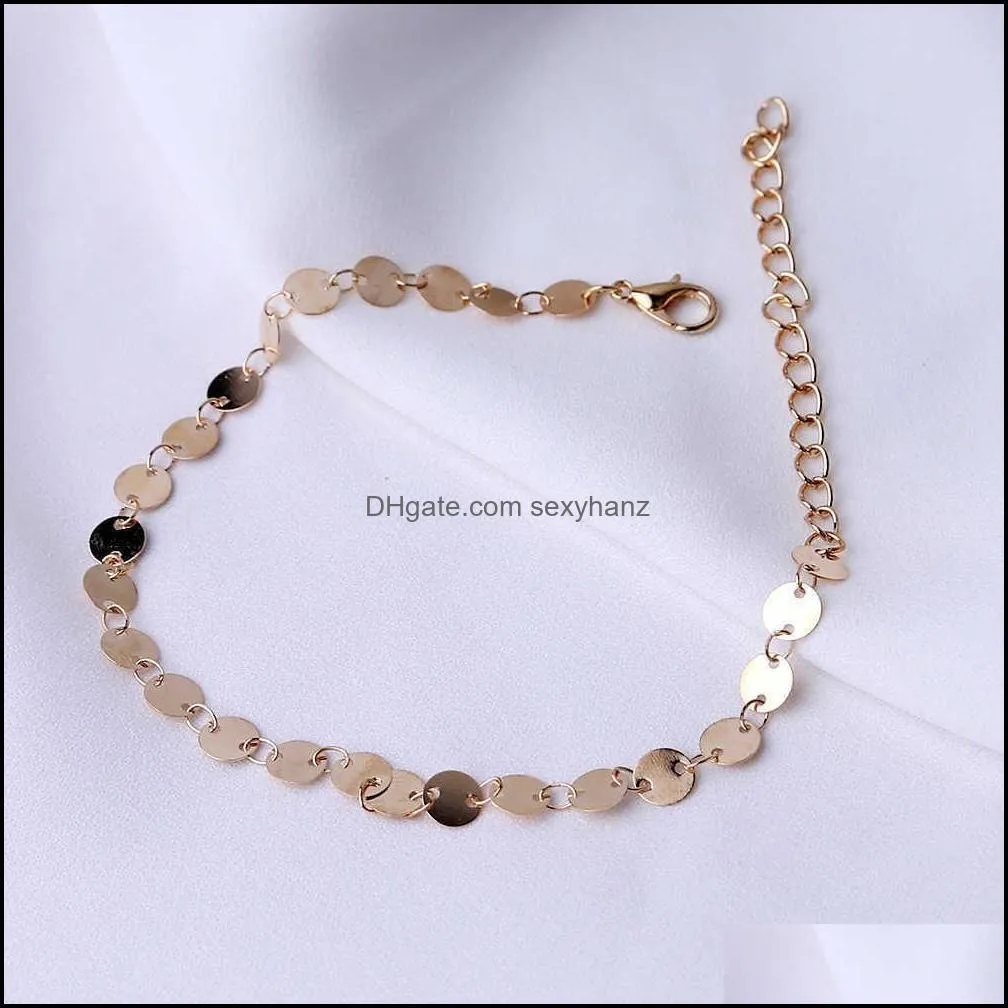 New European and American fashion simple beach foot ornaments hand-made circular character anklet G1022