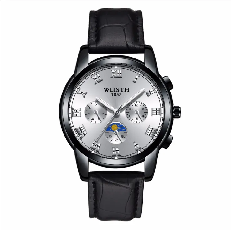 Wlisth Quartz Mens Watch z nie działającymi subdialami Luminous Dial Life Waterproof Bransoletka ze stali nierdzewnej