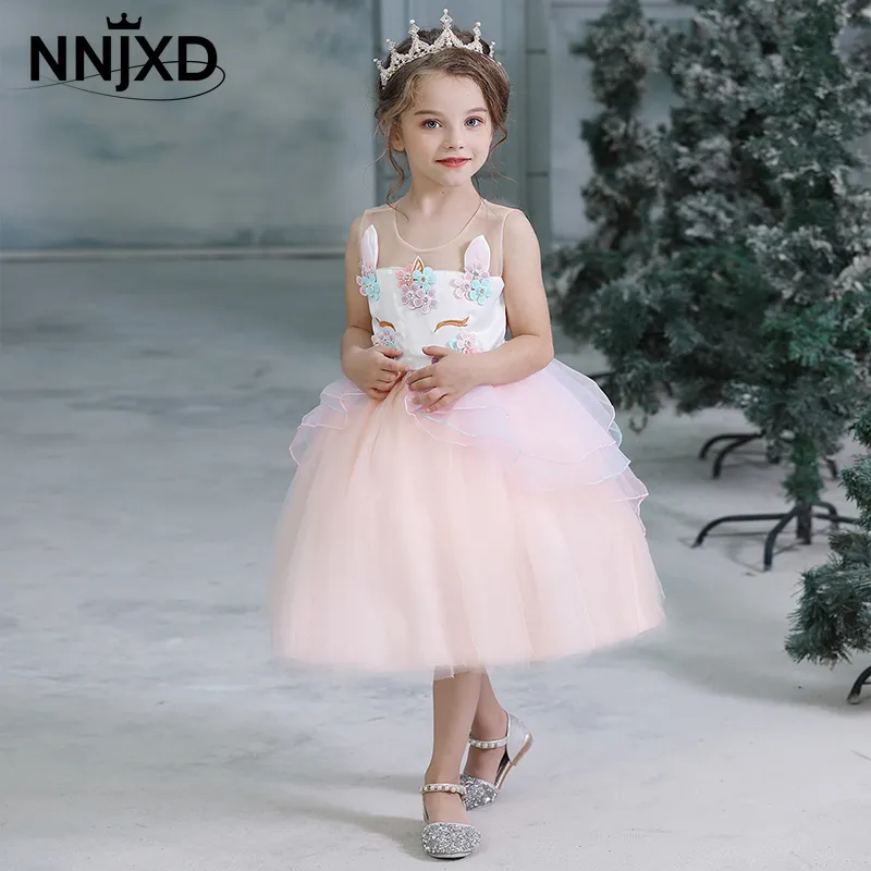 Filles Licorne Tutu Robe D'été Enfants Princesse Robe Filles Fête D'anniversaire Robe Enfants Robes D'été 3-8Y Enfants Vêtements 210303