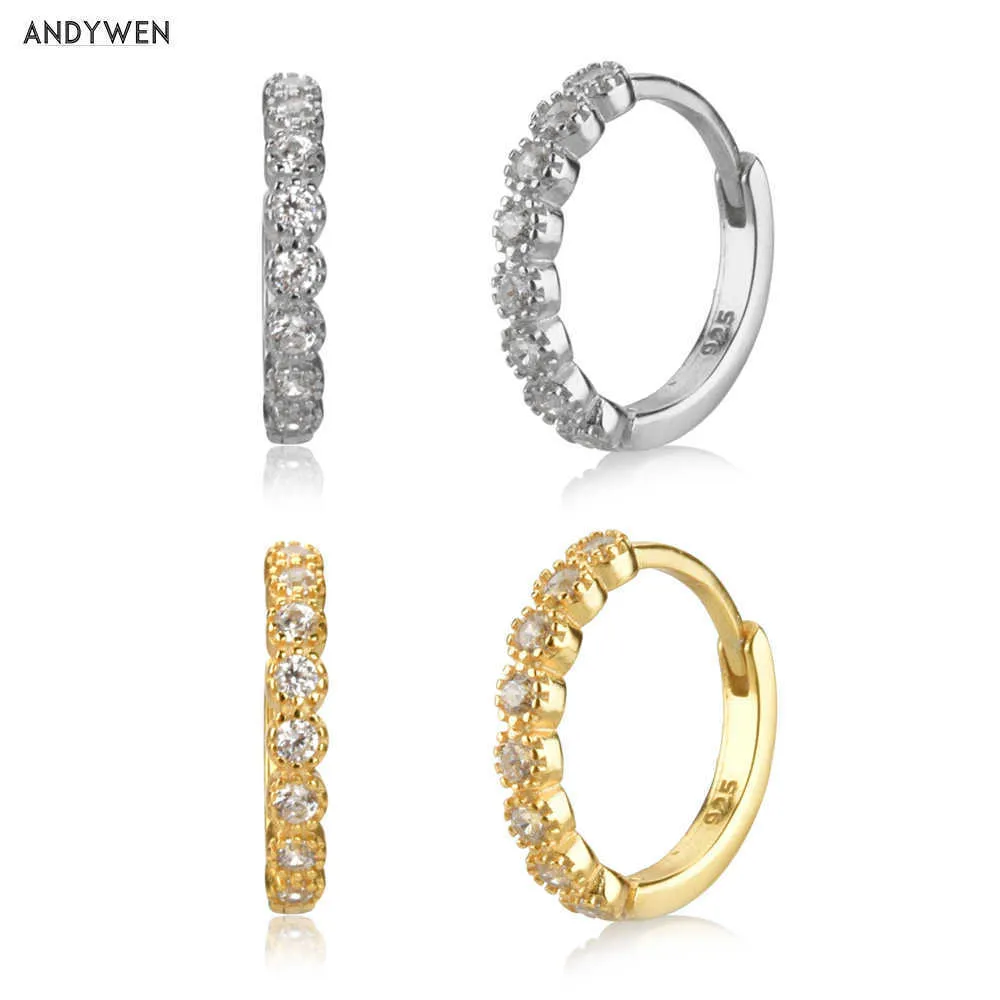 Andywen 925 стерлингового серебра 9,5 мм обручи хрустальные CZ Специальное кольцо круглые петли мода европейские женщины роскошные ювелирные изделия 210608