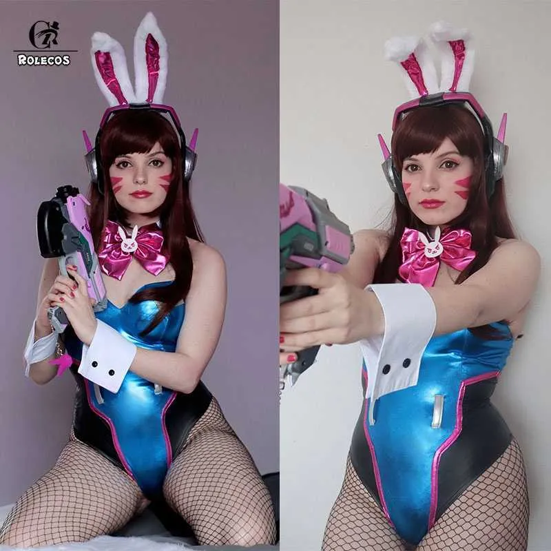 Rolecos Dva Cosplay Kvinnor Sexig Kostym Song Hana Bunny Girl Cotume Game Ow Jumpsuit Romper Over Watch Y0913