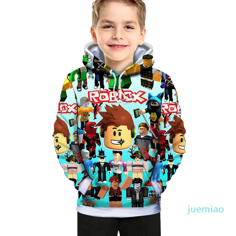 Sudadera con capucha de dibujos animados para niños roblox moda digital primavera y otoño estampado de algodón abrigo popular para niños y niñas niños