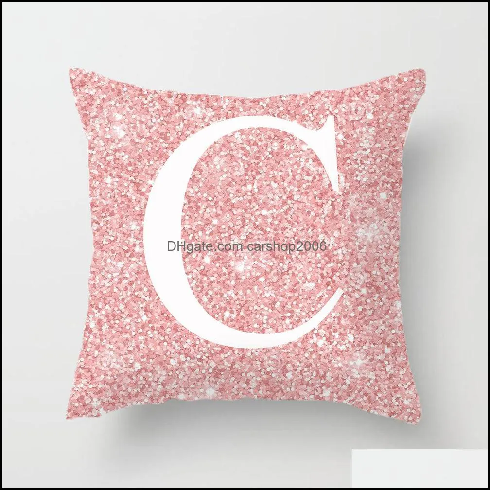 Pink Peach Skin Pillow Cover 18X18 Inch Letter Print Throw Pillow Cushion Cover Car Soft Pillow Case Home Decoration Pillowcase DBC