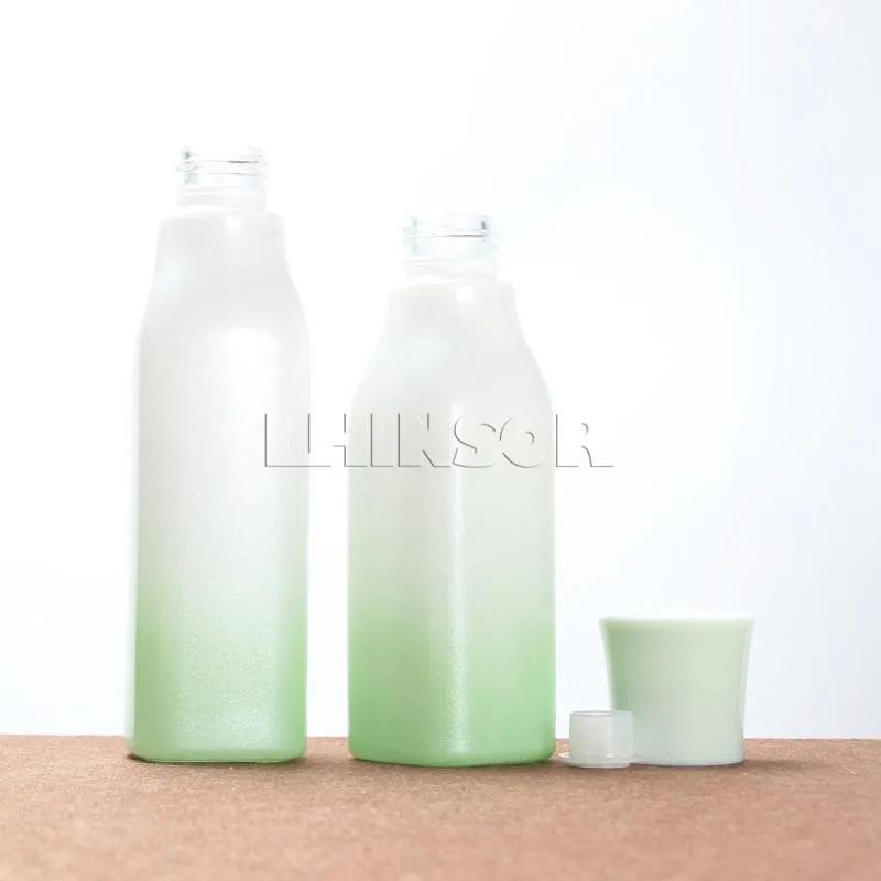 Butelki do przechowywania słoiki 5pcs partia pusta gradient zielony szklany prasa pompa pokrywka spray botton krem ​​kosmetyczny pojemniki na pakowanie 268r