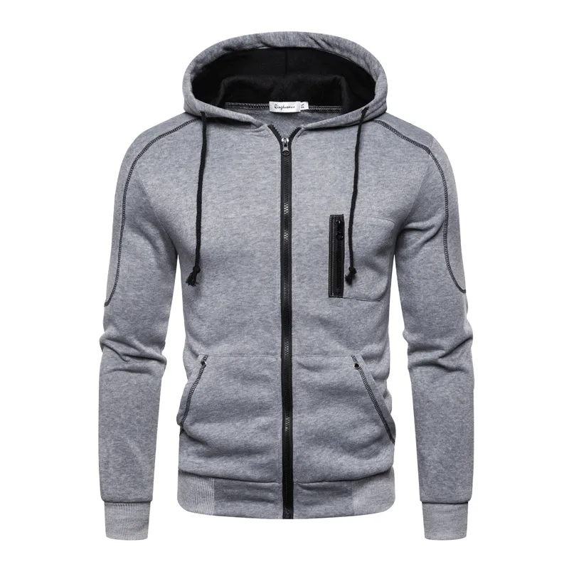 Sweat à capuche zippé à manches longues pour hommes, sweat-shirt athlétique décontracté, veste à capuche avec poches, manteau chaud doublé polaire, vêtements d'extérieur, printemps-automne Sweat à capuche zippé à manches longues pour hommes, sweat-shirt athlétique décontracté, veste à capuche avec poches, manteau chaud doublé polaire, vêtements d'extérieur, printemps-automne