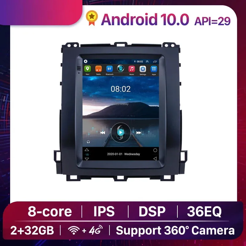 Car DVD Radio Multimedia Player GPS DSP dla 2002-2009 TOYOTA PRADO Lexus GX470 9.7 "Android 10,0 2 + 32g