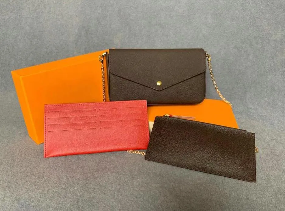 Pochette Felicie Bandoulière sac à main sacs à chaîne trois pièces portefeuille carte sac à bandoulière dîner sac de messager lettre sac à main à carreaux M3566