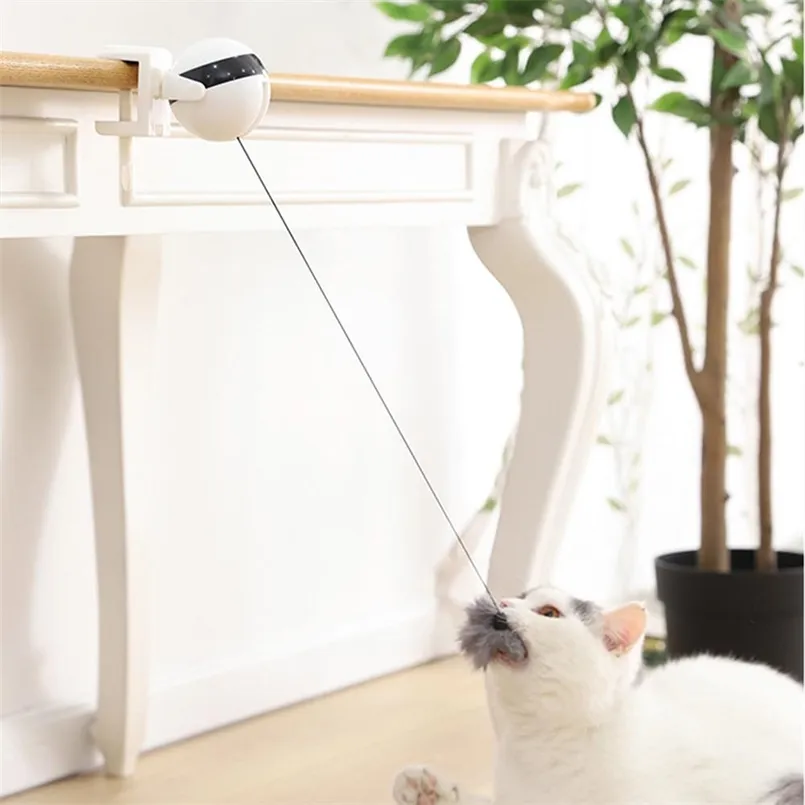 Funny Electric Cat Toy Lifting Ball Cats Teaser Toy Electric Flutter Rotating Cat Toys Electronic Motion Pet Toys Interactive 211122