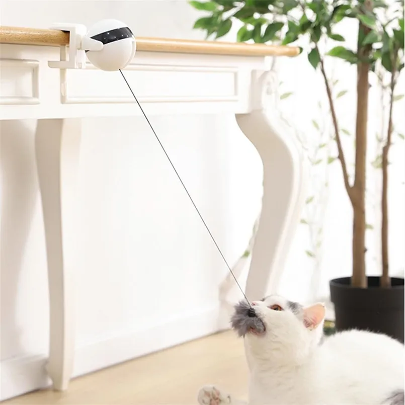 Rolig Electric Cat Toy Lifting Ball Cats Teaser Toy Electric Fluting Roterande kattleksaker Elektroniska Motion Pet Leksaker Interactive 211122