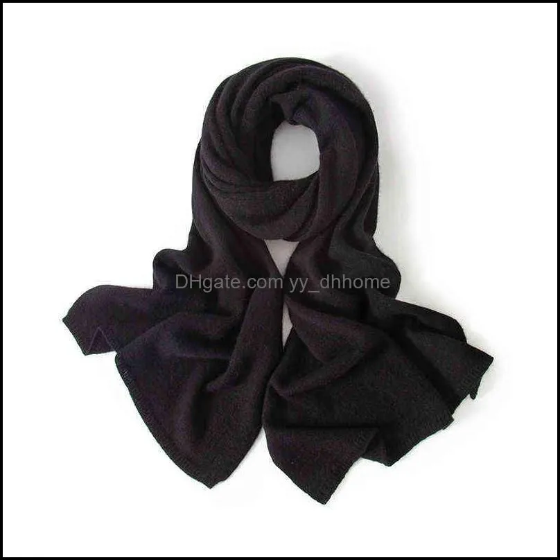 100% Knitting Scarf Women 180*45cm 19Colors Top Grade Winter Autumn Soft Warm Laides Pure Cashmere Scarves 211231