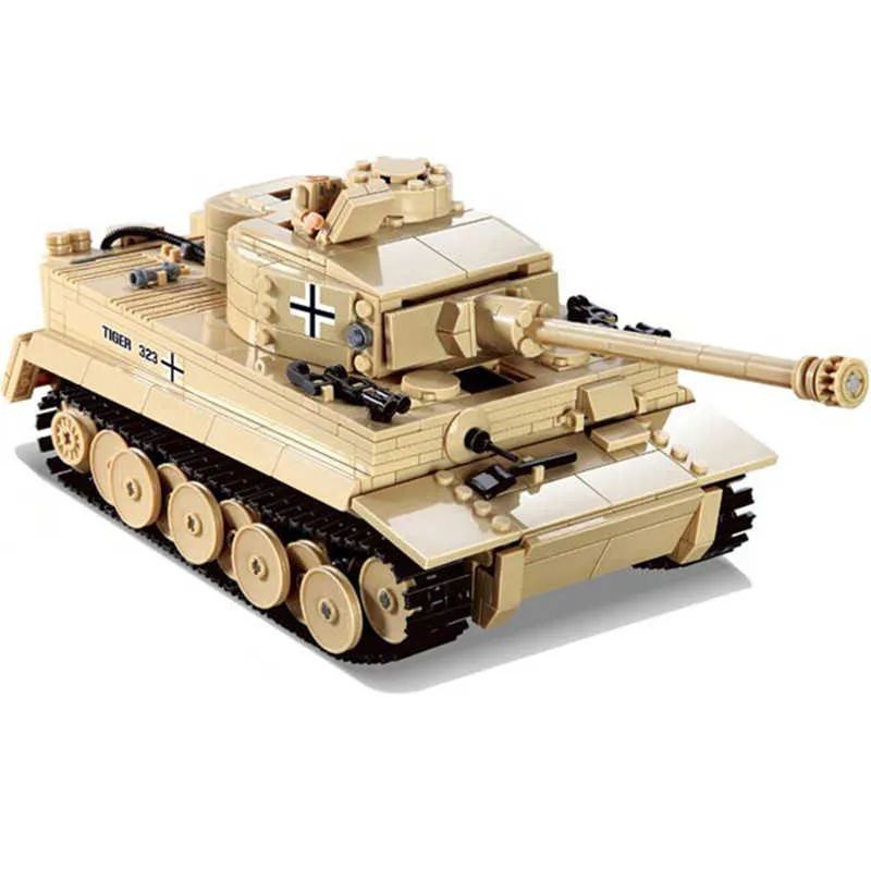 WW2 Militär 995 st Panzer tysk kung Tiger Tank Byggkloss Assault Soldat Armé Modell Figurer Tegelstenar Barn Presenter Leksaker Q0624