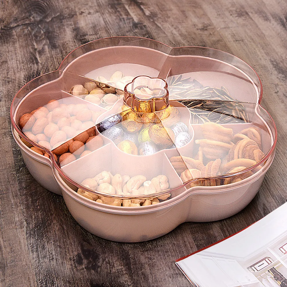 Tier Colorful Flower Shape Candy Storage Box Fruit Nuts Tray Bowl