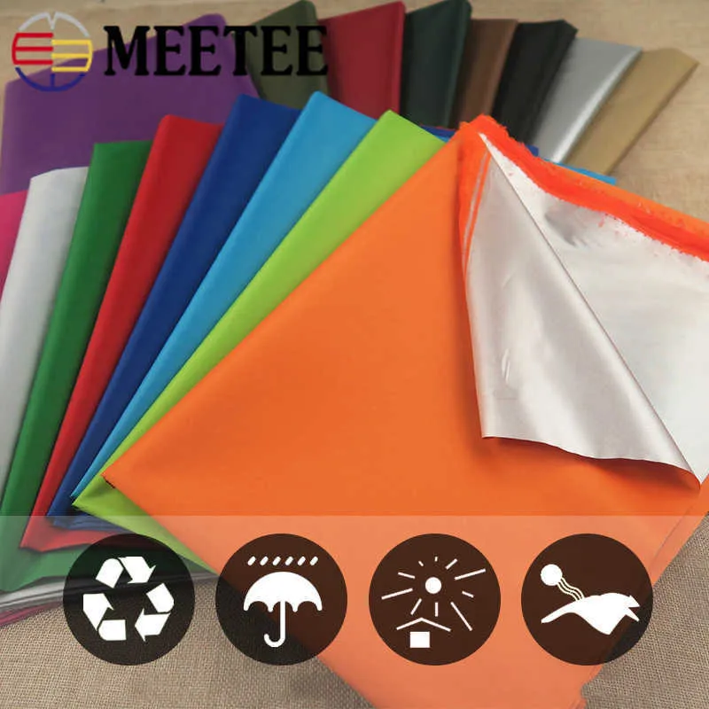 Meetee 200/400X140cm 210T Painted Silver Waterproof Polyester Fabric Shade Dust-proof Cloth for Umbrella DIY Tent Sew Material 210702