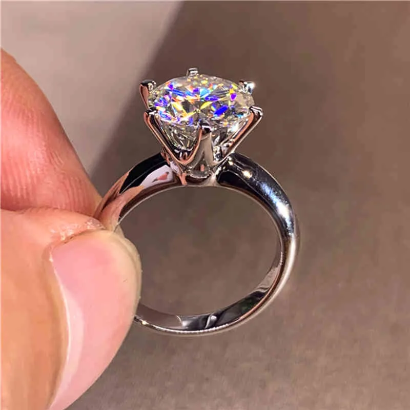 5.0ct Moissanite Engagement Kvinnor 14k Vit Guldpläterad Lab Diamond Sterling Silver Wedding Rings Smycken Box inkluderar