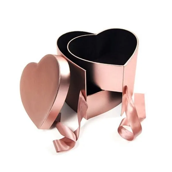 Coração em forma de camada dupla girar flor caixa de presente de chocolate DIY decoração de festa de casamento valentine dia de embalagem de flores