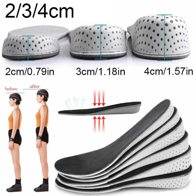 EVA Memory Foam Height Increase Elevator Insoles Pads Sole Foot Mat Inner Massage Heel Lift Insert Cushion Invisible Insole Feet Care Tool