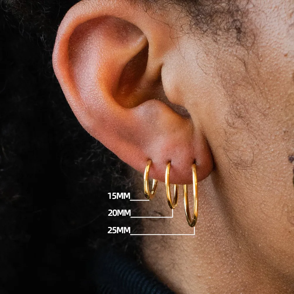 Gold Color Small Hoop Earrings Stainless Steel Circle Round