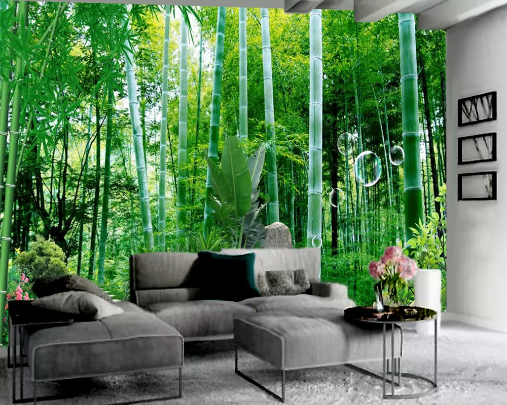 Bambu Forest 3d Paisagem Papel de Parede Feita sob encomenda 3D Papel de Parede Home Decor Mural Mural 3D papel de parede