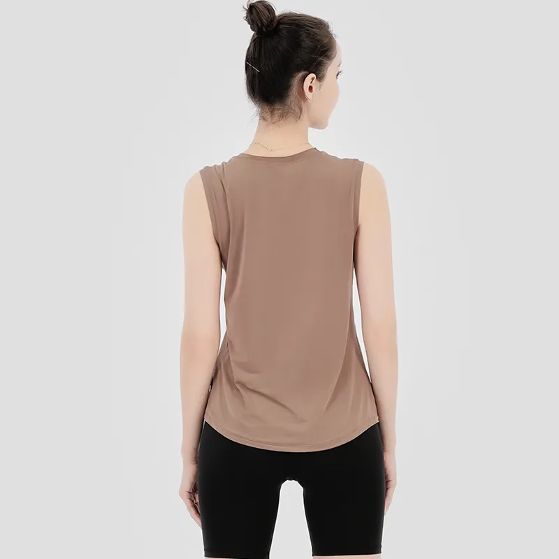 Vente de yoga T-shirt Couleurs solides Cross Back Fashion Fashion Outdoor Yoga Tanks Sports Running Gym Tops Vêtements