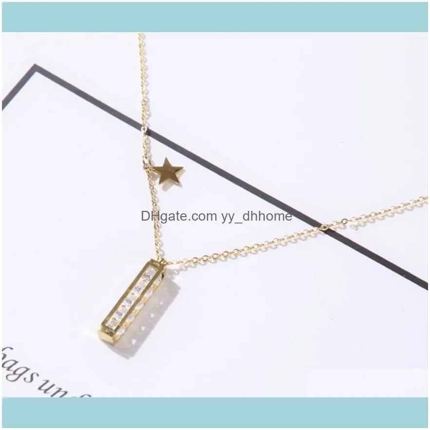 Chokers Fashion Crystal Zircon Pendant Necklaces For Women Tiny Star Rectangle Choker Korea Style Stainless Steel