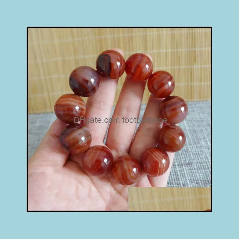 Red Sardonyx Bracelet Boutique Identifications Men`s Large Bead Agate