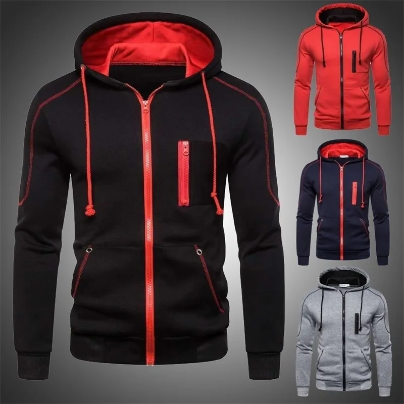 Hoodies pour hommes Fleece Hoodies Zipper Male Hood Sweatshirts Automne Hiver Manteau Casual Manteau de sport Fashion Top Hoodies Homem 201128